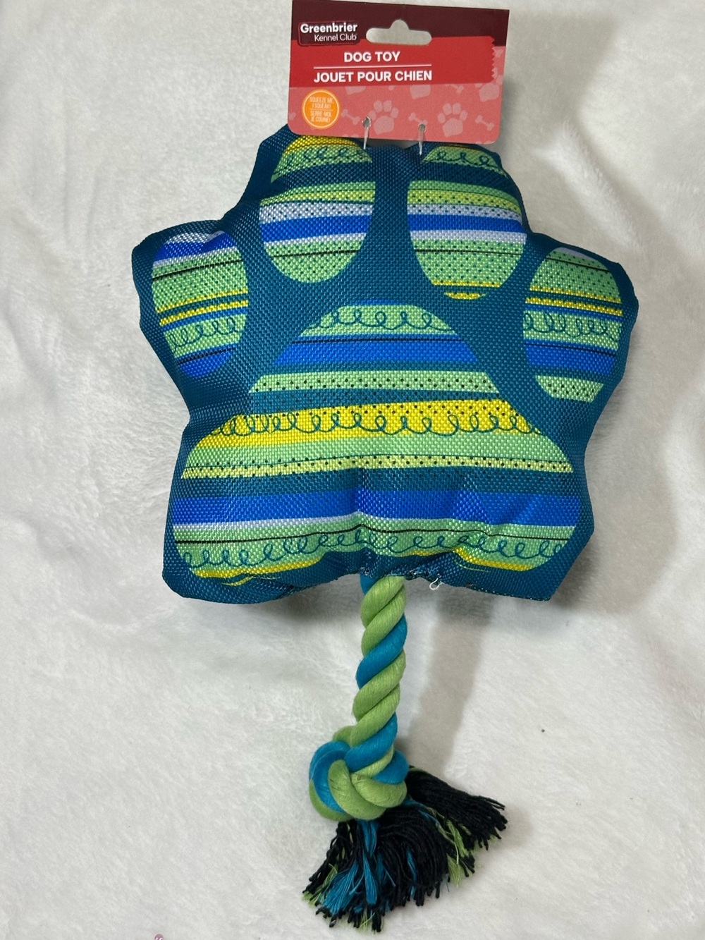 Greenbrier Kennel Club Squeaky Paw Plush Dog Toy w/ Tug Rope Chew